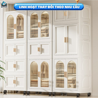 Tủ Nhựa Đa Năng Cho Bé, Tủ Quần Áo Gấp Gọn Có Ngăn Treo Mẫu Mới 2026, Lắp Ráp Dễ Dàng, Dày Dặn Chắc Chắn HC18
