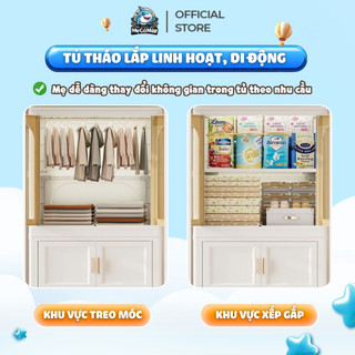 Tủ Nhựa Đa Năng Cho Bé, Tủ Quần Áo Gấp Gọn Có Ngăn Treo Mẫu Mới 2026, Lắp Ráp Dễ Dàng, Dày Dặn Chắc Chắn HC18