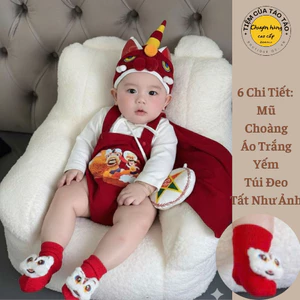 Sẵn Ship- TẶNG TẤT - Set Yếm Tết 2026 cover Uhorang kèm mũ, áo, túi đeo và khăn choàng cho bé trai bé gái size 5-13kg