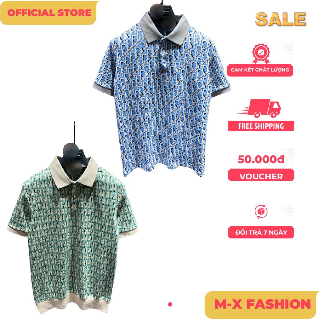 ÁO polo nam cổ tròn họa tiết tay ngắn phong cách trẻ trung chuẩn from