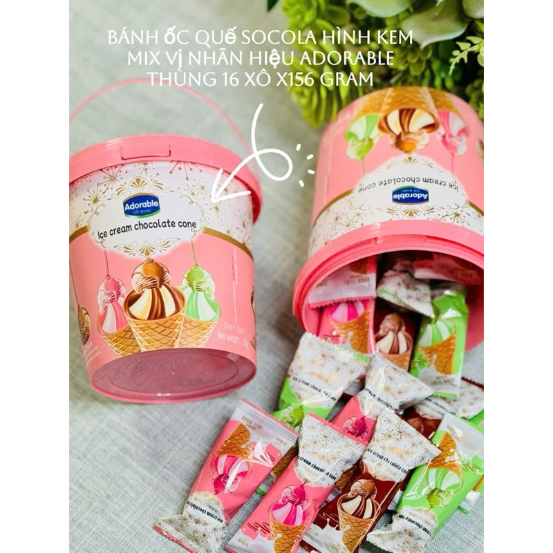 🍦 BÁNH ỐC QUẾ SOCOLA HÌNH KEM – MIX VỊ ADORABLE