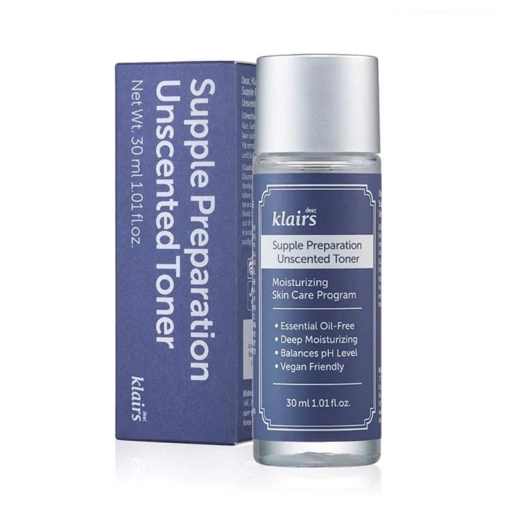 Nước hoa hồng Dưỡng Ẩm Da Không Mùi Klairs Supple Preparation Unscented Toner 30ml