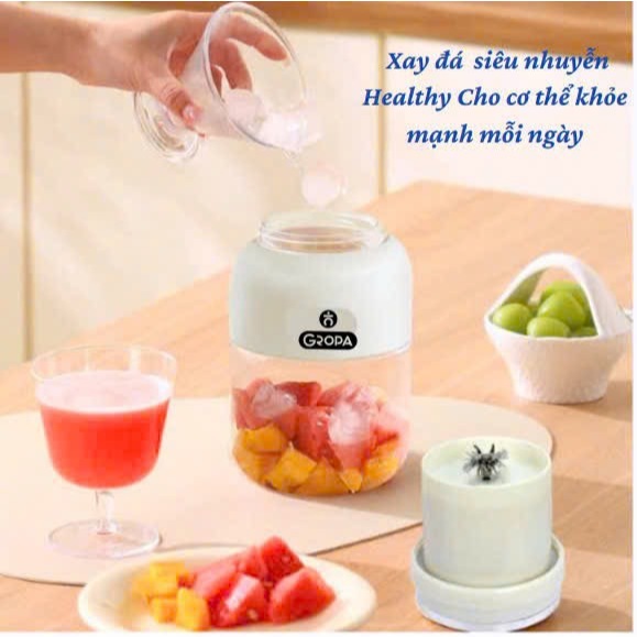 [DEAL MỞ BÁN] Máy Xay Sinh Tố GROPA Cầm Tay 38 Lưỡi, Xay Hoa Quả Công Suất Lớn,Bình Nước 1000ml