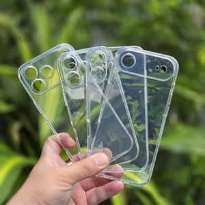 Ốp lưng Gor dẻo trong suốt mỏng có gờ bảo vệ camera cho Ip 17 16 15 14 13 12 pro promax plus air