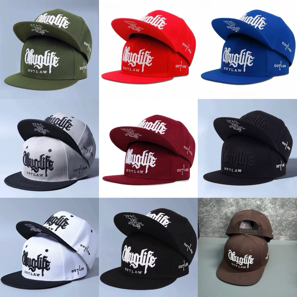 Mũ hiphop 2Pac in kết dưới - Nón mỏ bằng logo Thug-LiFe Phối khoá nhựa bấm thời trang mang phối hàng ngày siêu ngầu