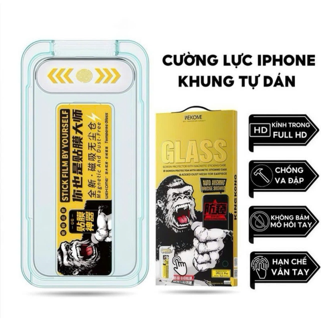 Kính Cường Lực kèm khung tự dán chống bụi màng loa cho IP X/Xs/XsMax/11/12/13/14/15/16/17/pro/plus/promax/air WTP