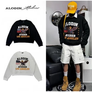ALODIN.atedier Áo sweater ALODIN nỉ bông in kéo lụa cao cấp form boxy nam nữ