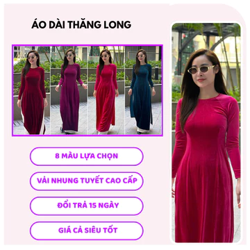 Áo dài truyền thống cổ tròn, Áo dài nhung cho mẹ, chất liệu nhung tuyết cao cấp mềm mịn, áo dài cho bà áo dài Thăng Long