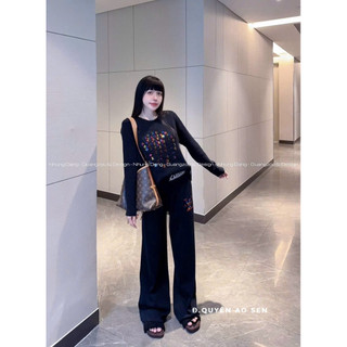 SET LEN ÁO DÀI TAY MIX QUẦN ỐNG XUÔNG LỆ VI HOT