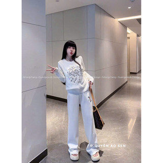 SET LEN ÁO DÀI TAY MIX QUẦN ỐNG XUÔNG LỆ VI HOT