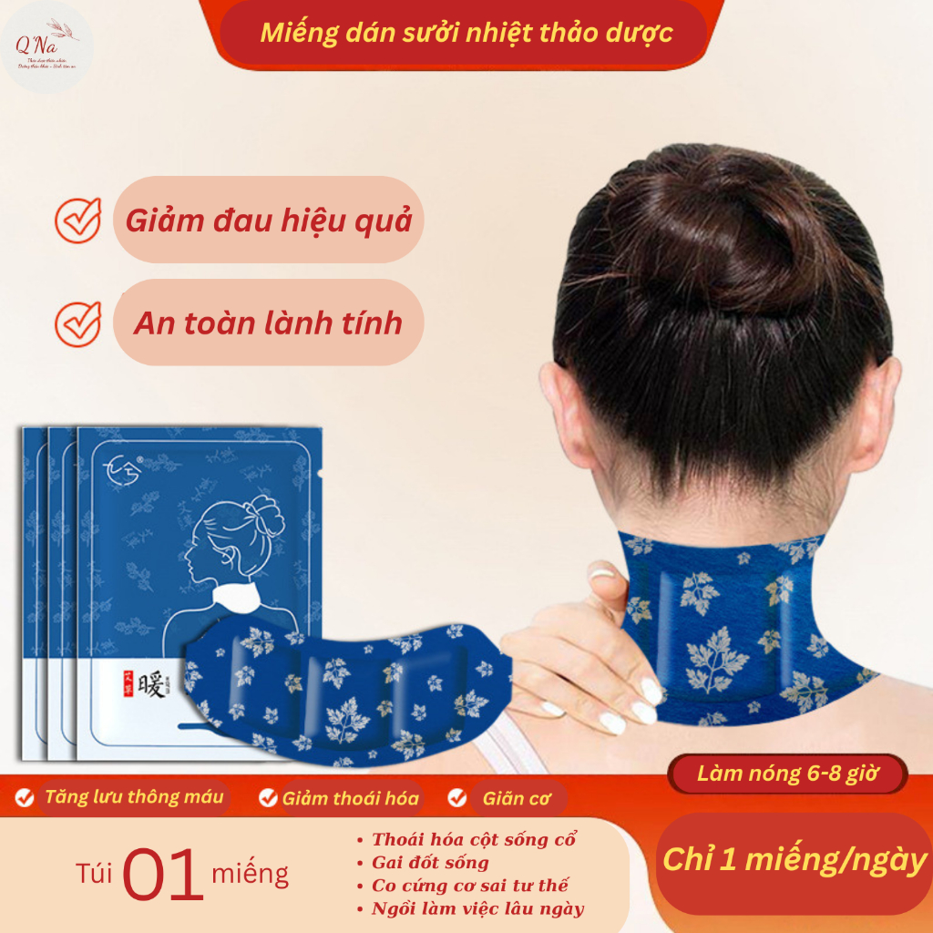 Miếng dán sưởi nhiệt thảo dược giảm đau nhức mỏi cổ gáy, phòng ngừa thoái hóa cột sống cổ