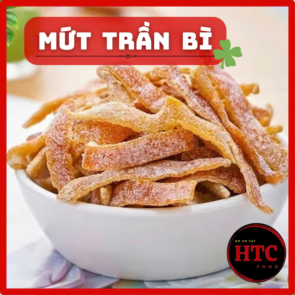 Ô mai mứt trần bì loại ngon giúp ấm cổ họng, giảm ho, mứt vỏ cam sấy dẻo ít ngọt, 500g, HTC Food