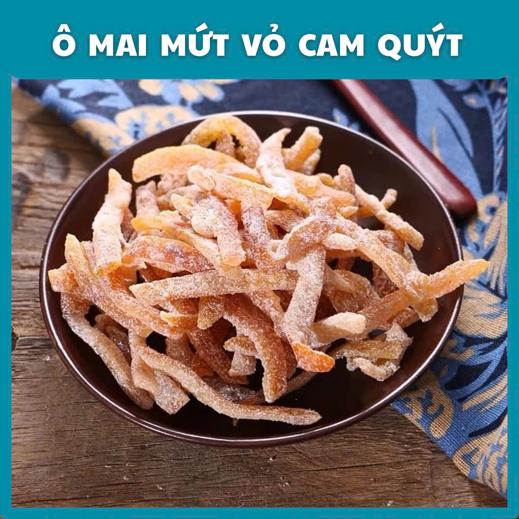 Ô mai mứt trần bì loại ngon giúp ấm cổ họng, giảm ho, mứt vỏ cam sấy dẻo ít ngọt, 500g, HTC Food