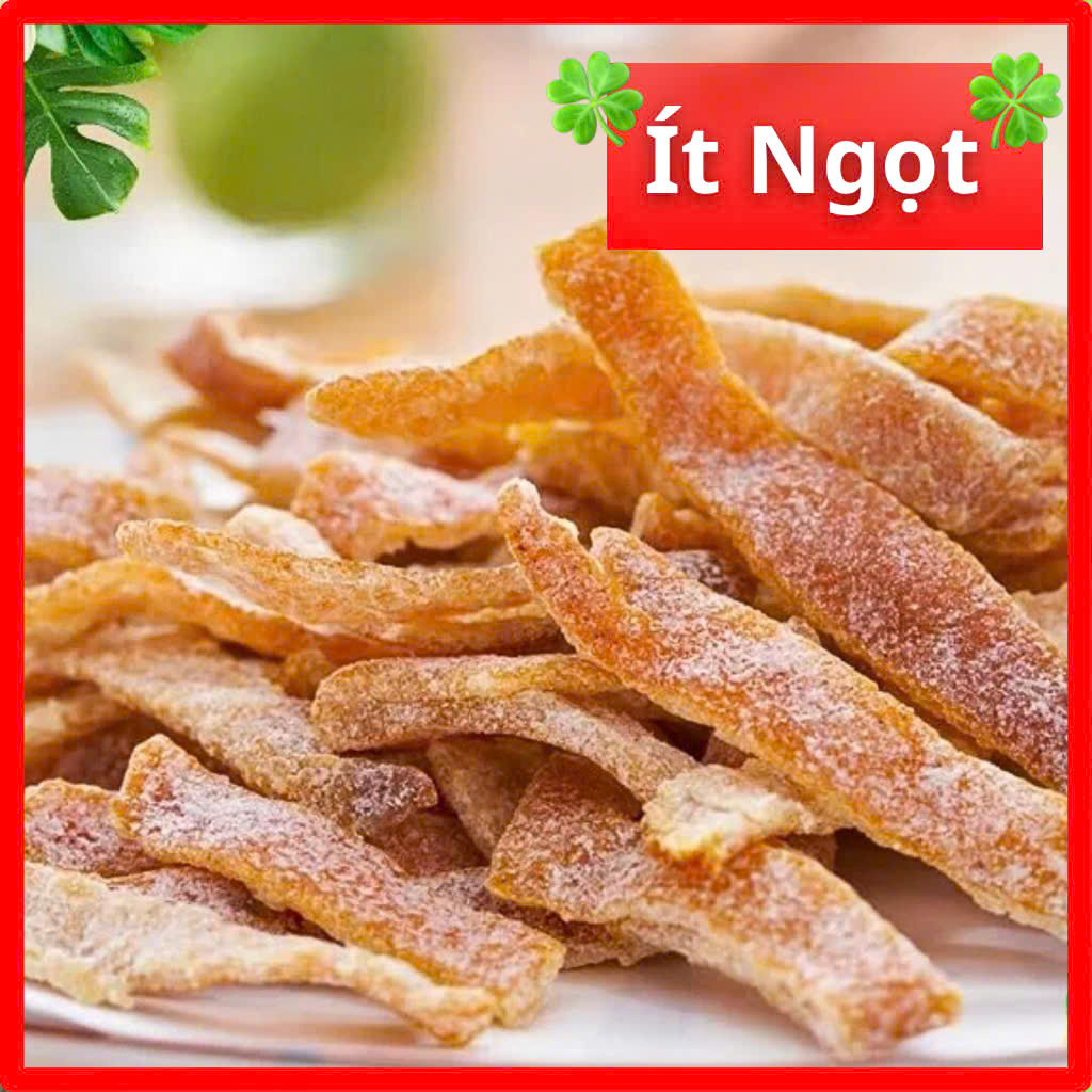 Ô mai mứt trần bì loại ngon giúp ấm cổ họng, giảm ho, mứt vỏ cam sấy dẻo ít ngọt, 500g, HTC Food