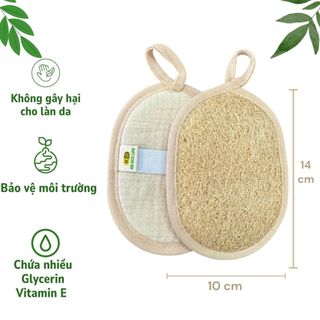 Bông Tắm Xơ Mướp KBEcolife Tạo Bọt Mịn Dưỡng Ẩm Làm Sạch Sâu Tẩy Tế Bào Chết (Oval 1 mặt xơ)