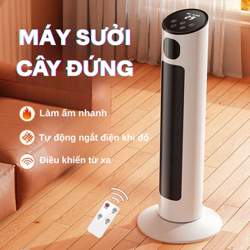 Quạt sưởi công nghệ gốm, Máy Sưởi Đứng Xoay 90 Độ Máy Sấy Máy Sưởi Nhà Tắm Sưởi Gốm Đa Năng Có Điều Khiển Từ Xa An