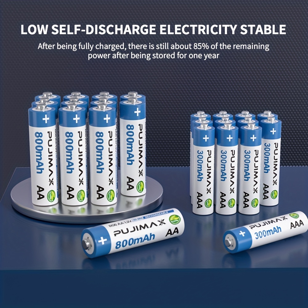 Pujimax Pin Ni-MH Sạc 1.2V 4 Viên/Set - Loại AA (800mAh) & AAA (300mAh ...