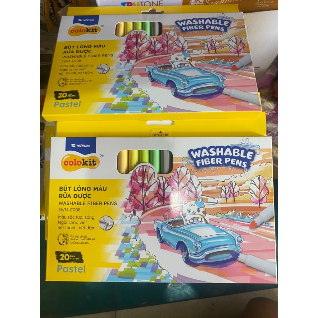 Bút lông Thiên Long 20 màu Pastel Fiber Pen SWM-C008 - màu rửa được