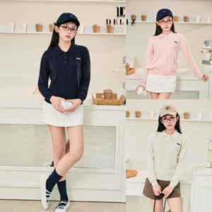DELIZ - Áo len nữ cổ bẻ phối cúc thêu nơ dài tay len lông thỏ cao cấp cho nữ AL71