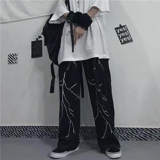 Quần ống rộng nam nữ ,quần jogger thiết kế ỐNG RỘNG SUÔNG Họa Tiết Tia Chớp thể thao K1