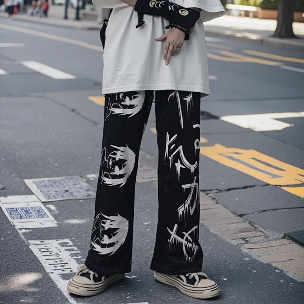 Quần Dài Form Rộng Ống In Họa Tiết Nhật Bản Unisex Nam Nữ Vải Nỉ Mềm Mịn Co Giãn Tốt k1