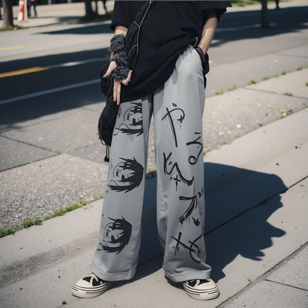 Quần Dài Form Rộng Ống In Họa Tiết Nhật Bản Unisex Nam Nữ Vải Nỉ Mềm Mịn Co Giãn Tốt k1