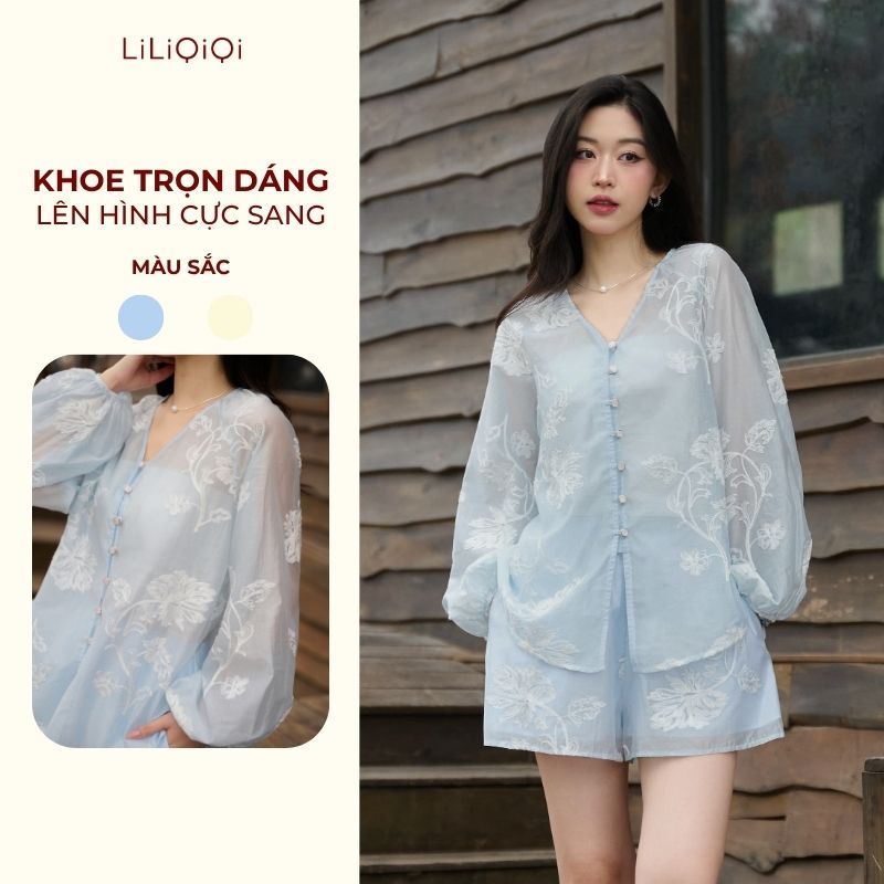 Set Đồ Nữ Sang Chảnh Quần Ngắn Áo Tơ Họa Tiết Nữ Tính Đi Biển Đi Chơi LeeGi Design - AQ828