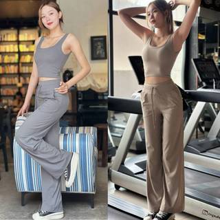Combo 2 Quần Ống Loe Nữ TUẤN HD QCP Tặng Bao Tay Gym - Quần Cạp Cao Tập Gym Yoga Hack Dáng Thun Poly