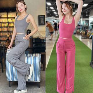 Combo 2 Quần Ống Loe Nữ TUẤN HD QCP Tặng Bao Tay Gym - Quần Cạp Cao Tập Gym Yoga Hack Dáng Thun Poly
