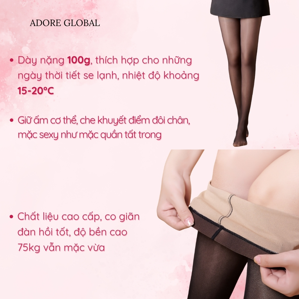 Quần Tất Lót Nỉ Thon Gọn Chân 6D 100gam T1001 Dáng Ôm Co Giãn Che Khuyết Điểm - Adore Global