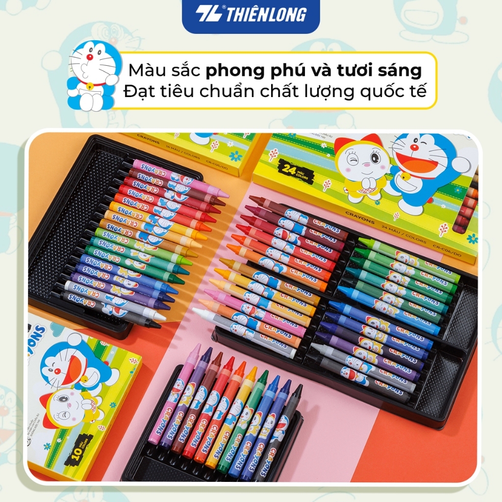 Bút Sáp Màu Thiên Long Colokit Doraemon 12/16/24 màu tươi sáng,