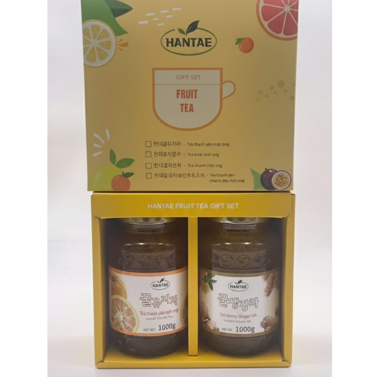 SET TRÀ GỪNG + THANH YÊN MẬT ONG HANTAE HÀN QUỐC, KỀM TÚI-HỘP QUÀ CAO CẤP