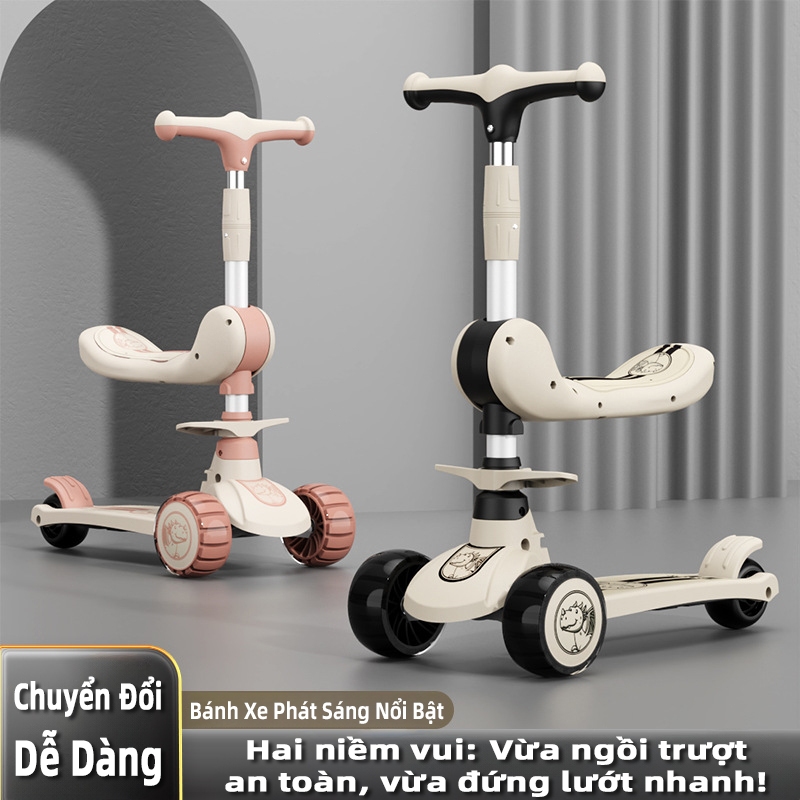 Xe Trượt Scooter 2 Trong 1 AYYKX–Tay Lái Điều Chỉnh,Bánh Phát Sáng Chống Trượt,Gấp Gọn,Giúp Phát Triển Thể Chất Cho Trẻ