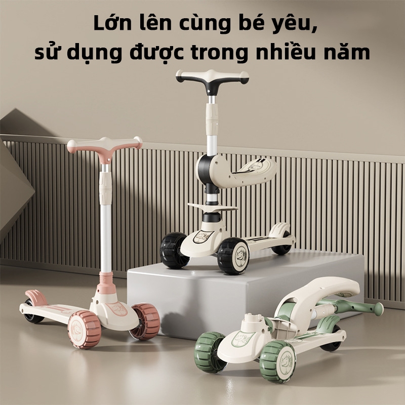 Xe Trượt Scooter 2 Trong 1 AYYKX–Tay Lái Điều Chỉnh,Bánh Phát Sáng Chống Trượt,Gấp Gọn,Giúp Phát Triển Thể Chất Cho Trẻ