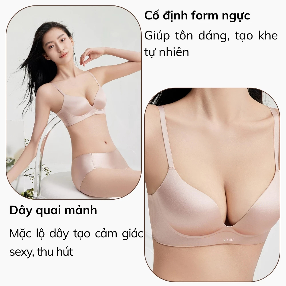 Áo Lót Su Lụa Dây Chéo Sau Adore AD004 - Gom Ngực Tự Nhiên, Không Gọng ADORE GLOBAL