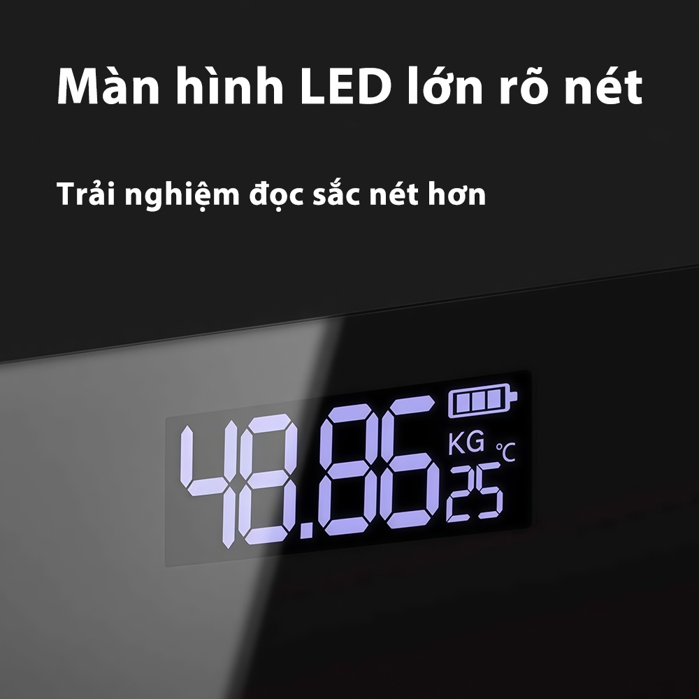 Cân Điện Tử Sức Khỏe Deli Chịu Tải 180kg Màn Hình LED Mặt Kính Cường Lực