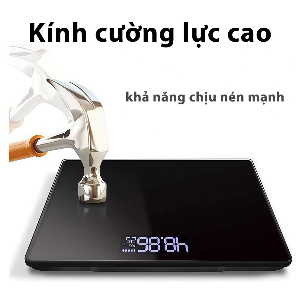 Cân Điện Tử Sức Khỏe Deli Chịu Tải 180kg Màn Hình LED Mặt Kính Cường Lực