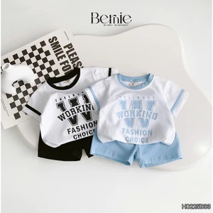 Bộ thể thao in chữ working, bộ cotton mềm mịn cho bé kiểu dáng thể thao cho bé H0225B33