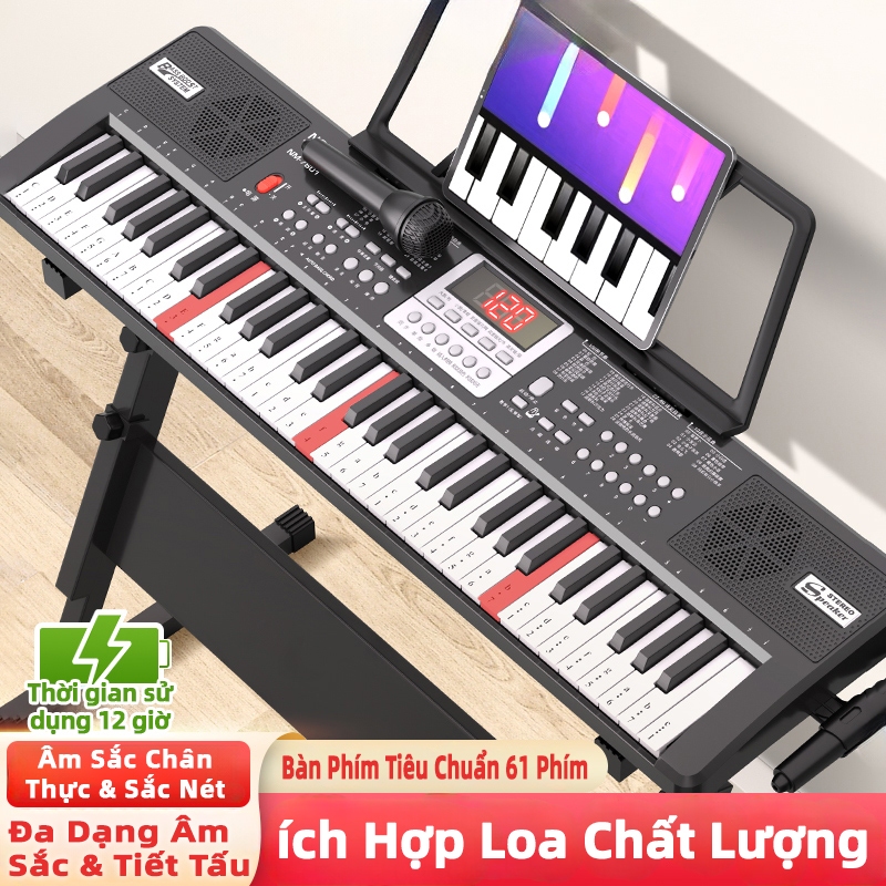 Đàn organ điện tử 61 phím đa năngAYYKX–Hỗ trợ kết nối micro,âm thanh rõ ràng,nhẹ và dễ mang theo,nhiều hiệu ứng âm thanh