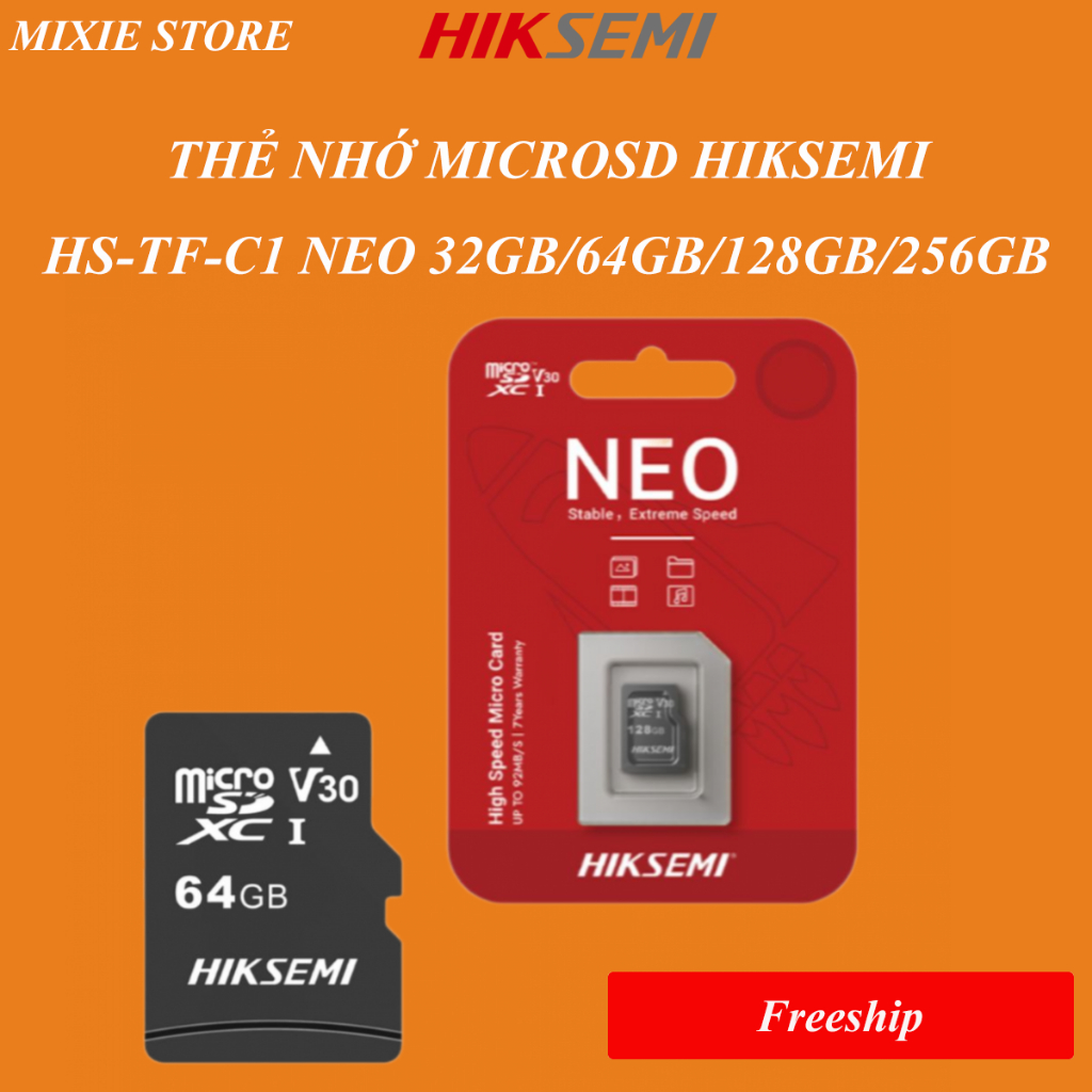 THẺ NHỚ MICROSD HIKSEMI HS-TF-C1 NEO 32GB/64GB/128GB/256GB - BH 7 NĂM | BigBuy360 - bigbuy360.vn