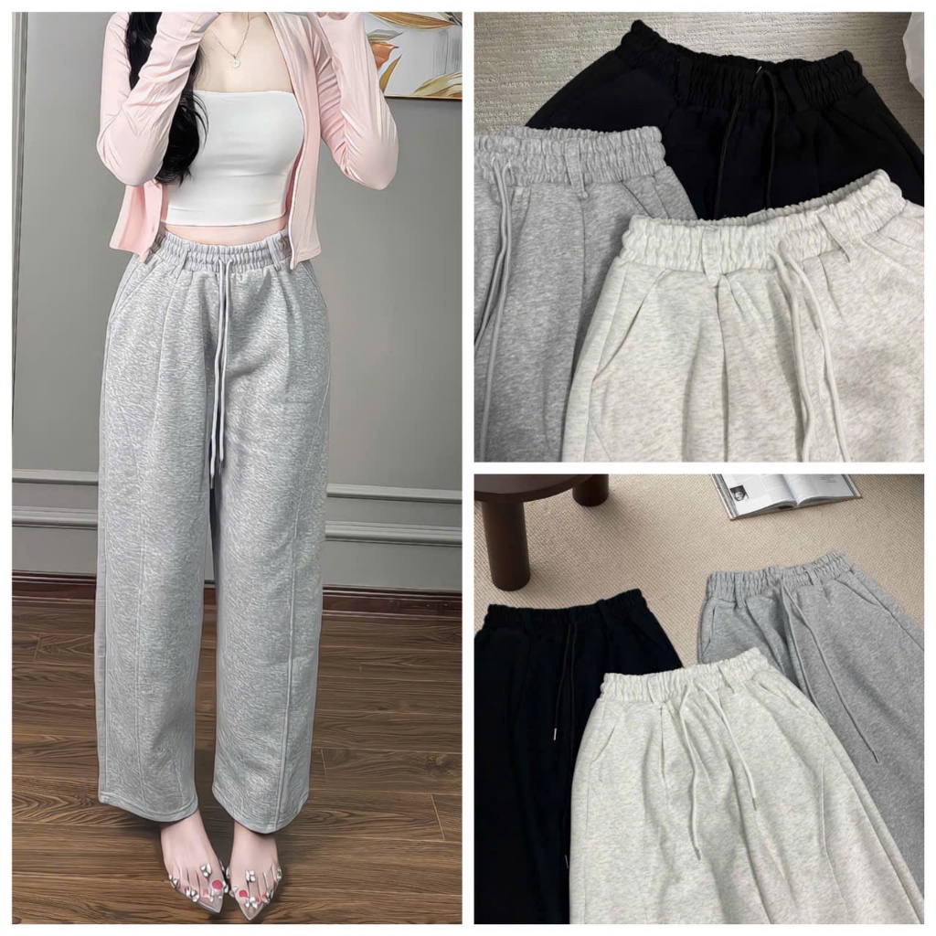 [ CÓ DÁNG NẤM ] Quần Nỉ Nữ Ống Rộng Baggy Mẫu Mới Kèm Dây Rút Chất Nỉ ...