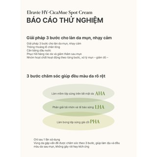 Kem Chấm Mụn Làm Dịu, Phục Hồi Và Giảm Thâm Elravie HyCicaMue Spot Cream 20ml