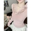Áo len dài taY phối ren ôm body hồng be pastel thu đông Áo kiểu nữ tiểu thư bánh bèo nhẹ nhàng T1413G