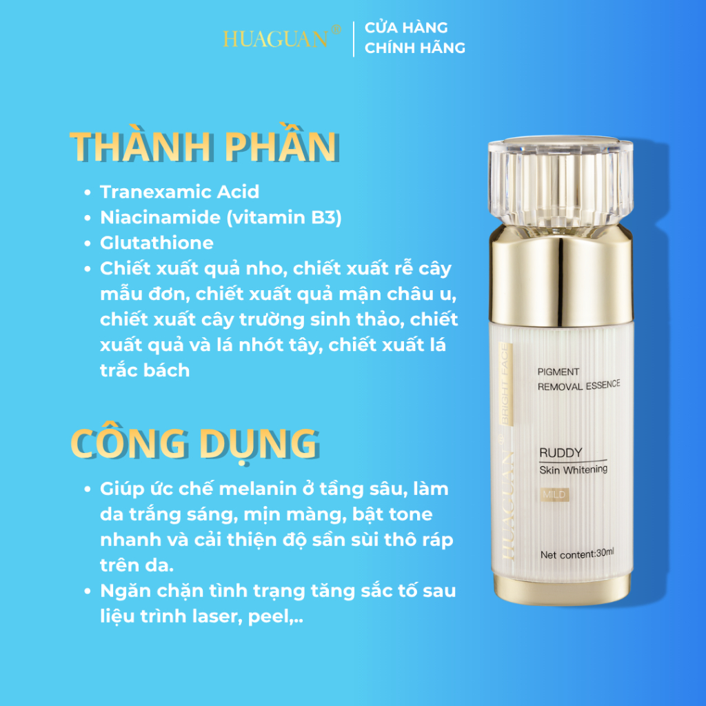 Tinh Chất Loại Bỏ Sắc Tố Huaguan dưỡng trắng bật tone 30ml - Huaguan Pigment Removal Essence
