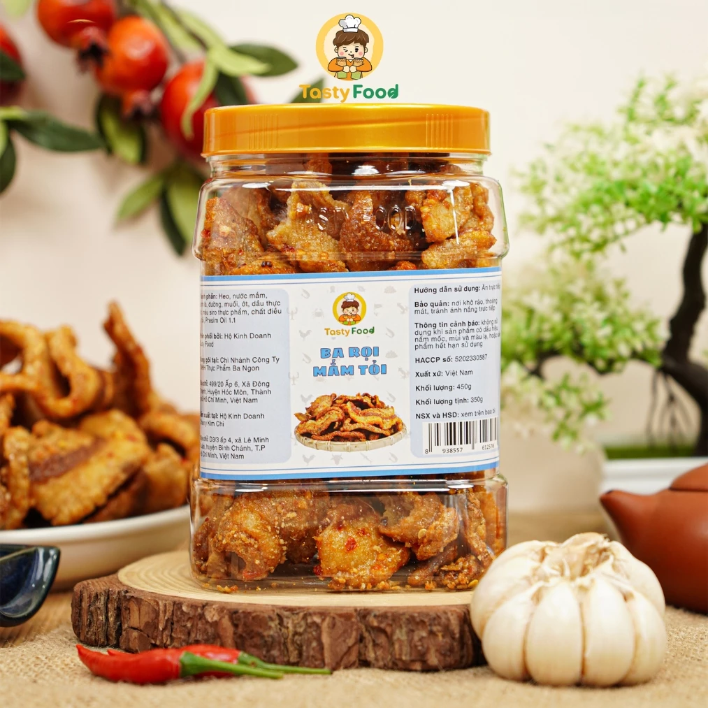 Ba rọi mắm tỏi Tasty Food - Hũ vuông 450g