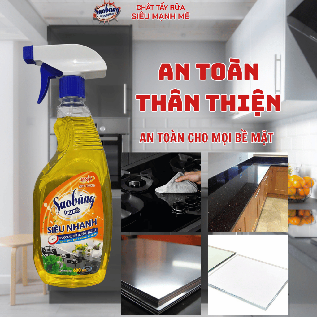 Nước Lau Bếp Sao Băng Siêu Nhanh | Siêu Sạch | Hương Thơm Mát Dịu | Chai 600ML