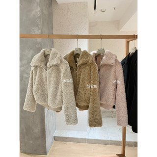 𝐏𝐡𝐢𝐞𝐧 | (Sẵn Hồng) W7938 Áo Khoác Lông Cổ Đứng Form Rộng 3 Màu Trơn