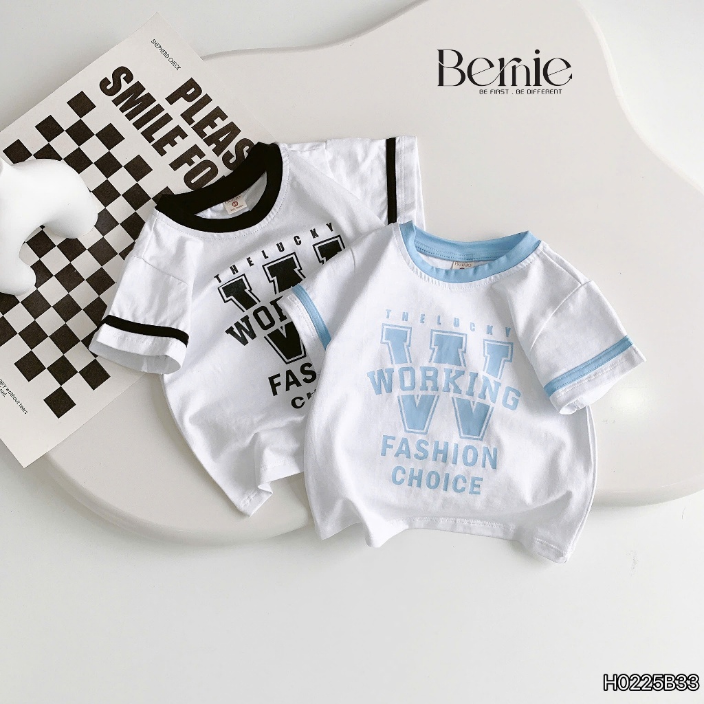 Bộ thể thao in chữ working, bộ cotton mềm mịn cho bé kiểu dáng thể thao cho bé H0225B33