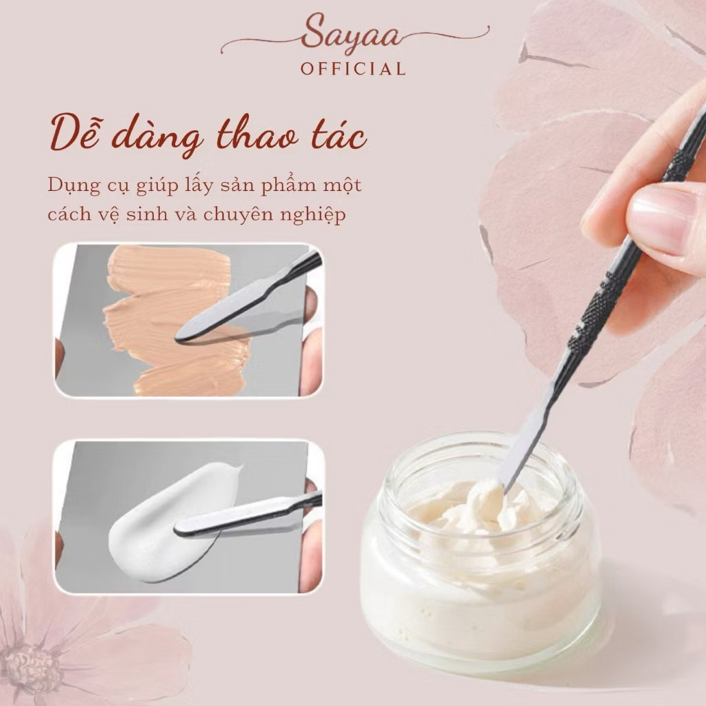 Set 5 Món Dụng Cụ Trộn Tán Nền Bằng Thép Chống Gỉ, Siêu Mỏng Nhẹ, Dễ Tán Nền, Phụ Kiện Trang Điểm Sayaa