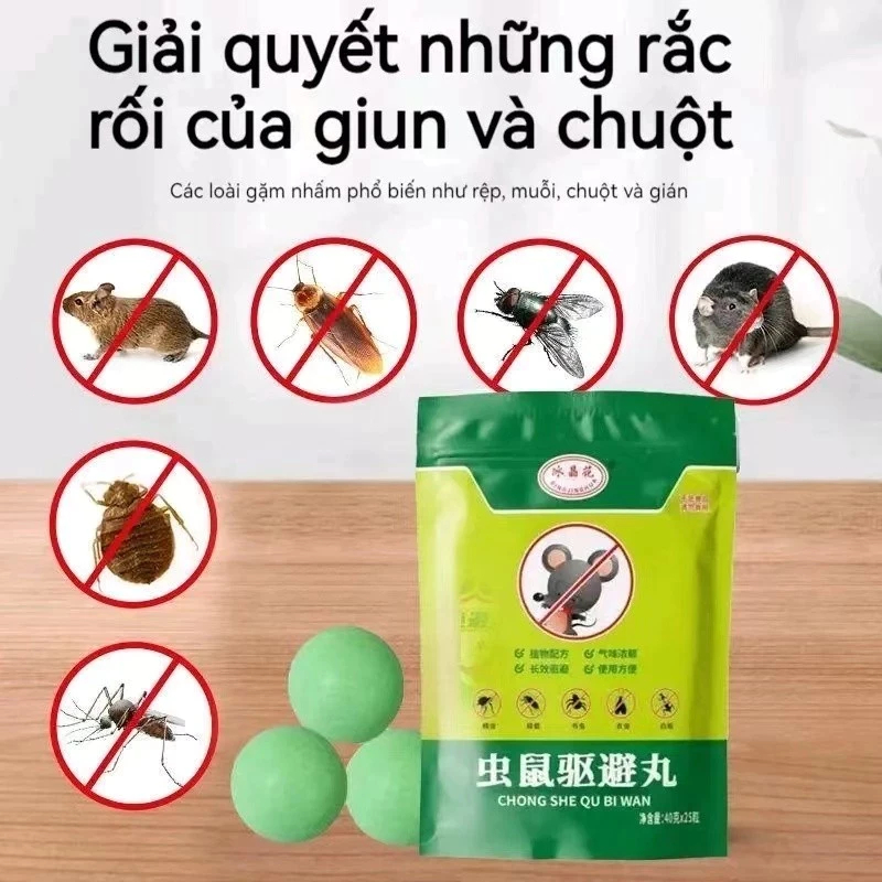 THÀNH PHẦN THỰC VẬT & HIỆU QUẢ CAO Viên Đuổi Chuột Bằng Băng Phiến (1 Gói 10 Viên) - An Toàn Tuyệt Đối, Không Độc Hại Ch